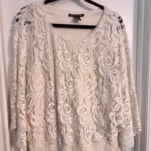 Lauren Michelle Tops - Lauren Michelle Women's White Lace Blouse